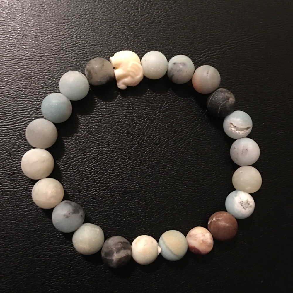 Carved stone elephant bracelet